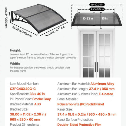 ☔VEVOR Clear Door Canopy | All‑Weather Rain Sun Snow Protection